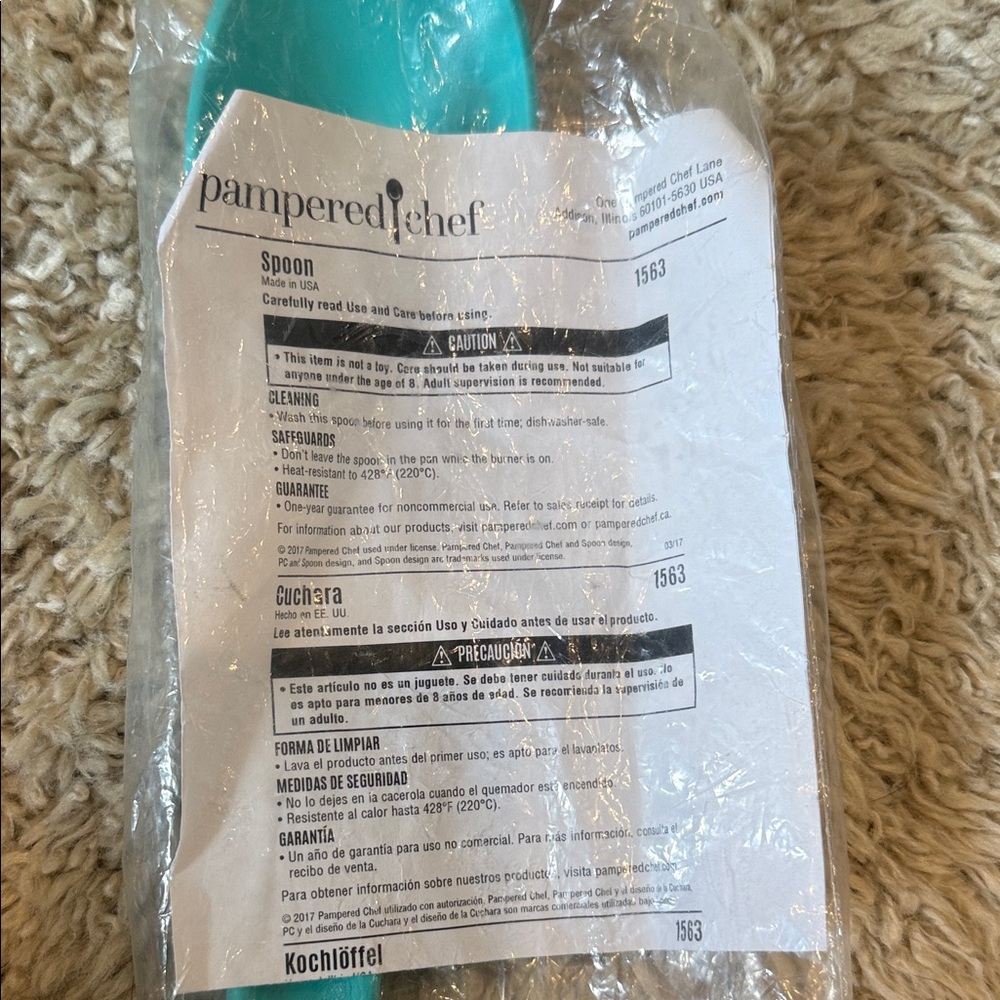 Pampered Chef Blue Cooking Spoon - Picture 2 of 2